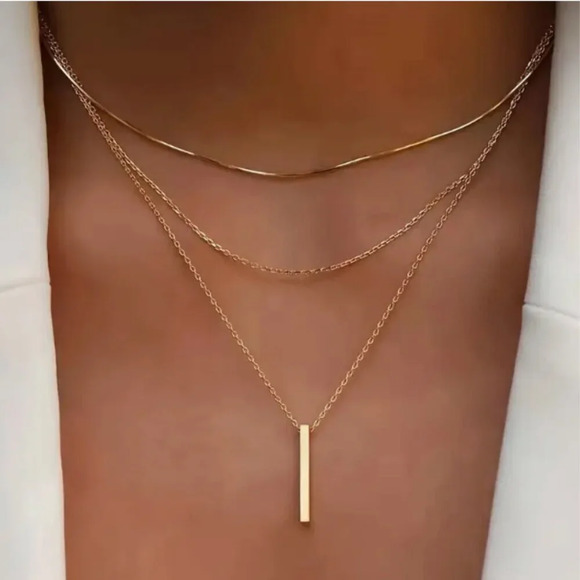 Gold plated three piece minimalist necklace set - New adjustable - Picture 1 of 2